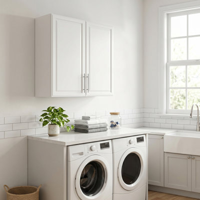 29.5'' Laundry Room Cabinets, Bathroom Cabinet Kitchen Wall Cabinets With Shaker Doors And Adjustable Shelves, Wall Mounted Storage Cabinets For Laundry Room, Bathroom, Kitchen