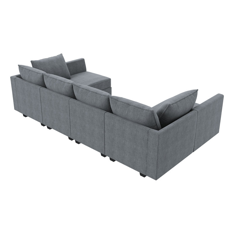 Canapé modulaire en U Coss, 100% polyester gris bleuâtre