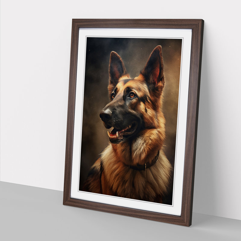 German Shepherd Romanticism - Framed Print, Walnut, 34cm H x 25cm W x 2cm D