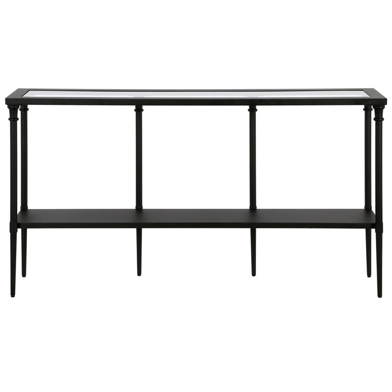 139.7cm Glass Top Console Table, Blackened Bronze