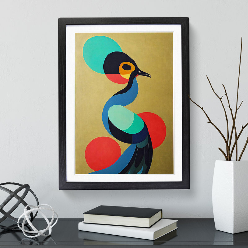 Abstract Bird No.3 - Single Picture Frame Print, Black, 64cm H x 46cm W x 2cm D