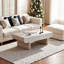 Table basse ovale moderne avec tiroir cannelé et plateau en faux marbre LIUNA