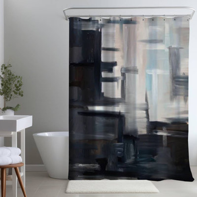 Brookann Abstract – Polyester Shower Curtain, Dye Sublimation Print, 71" W × 74" L