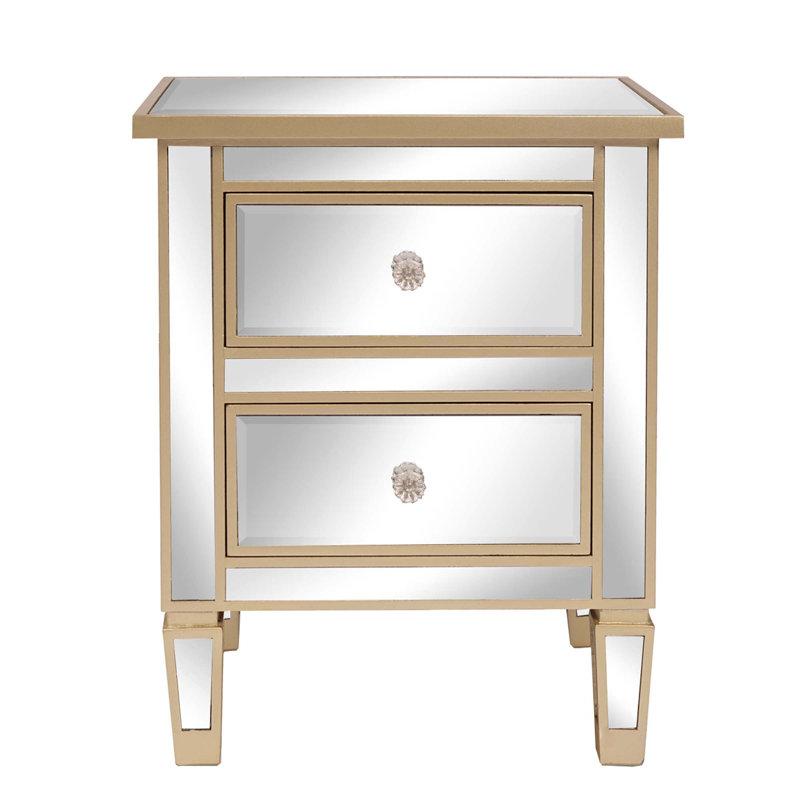 Table de chevet moderne et contemporaine avec miroir et 2 tiroirs
