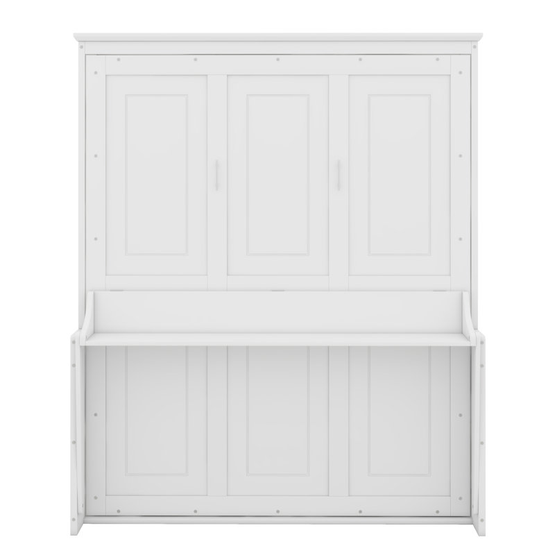 Grand lit escamotable mural avec tablette de rangement, lit escamotable peu encombrant pour chambre d'amis polyvalente ou bureau à domicile