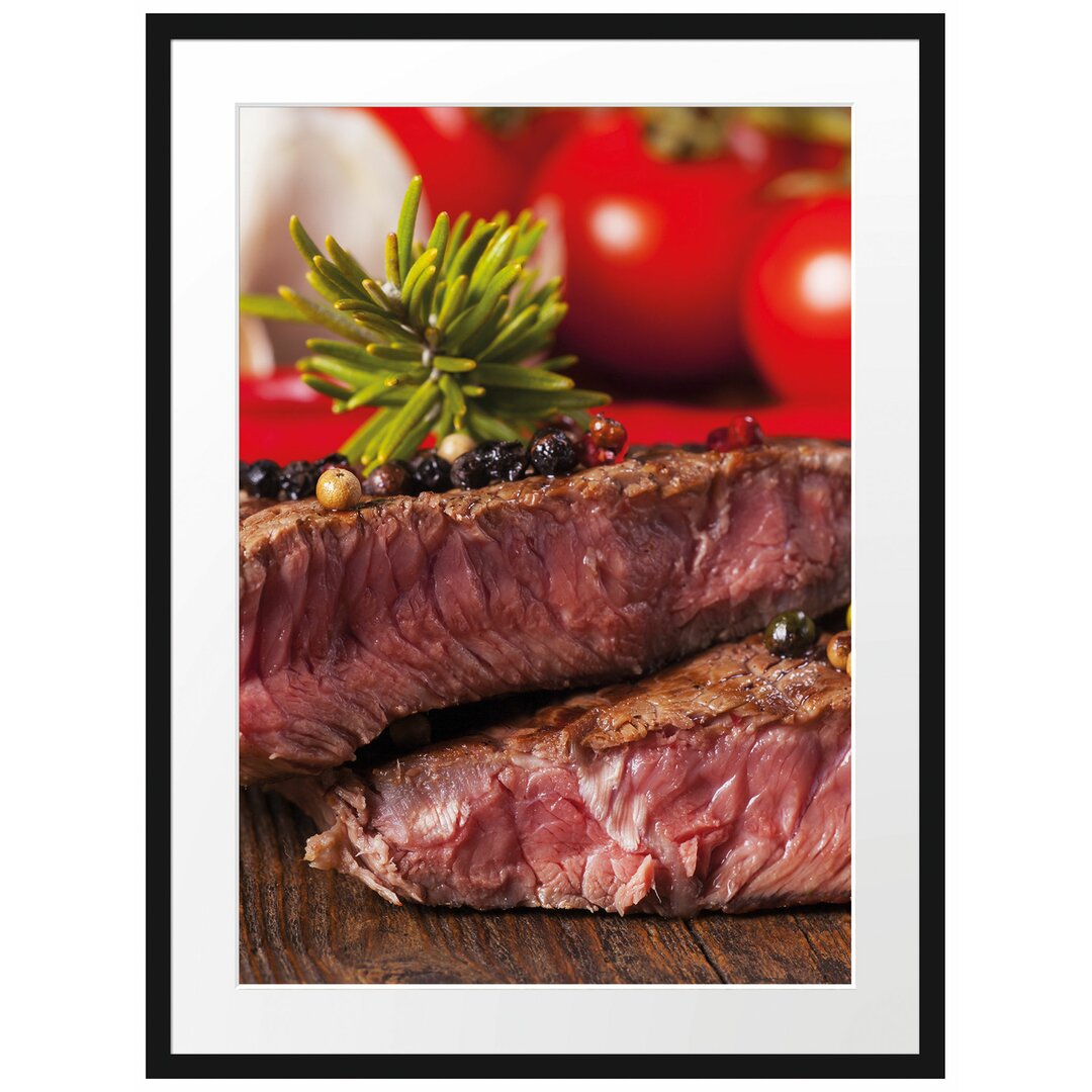 Gerahmtes Poster Saftiges Pfeffer Steak