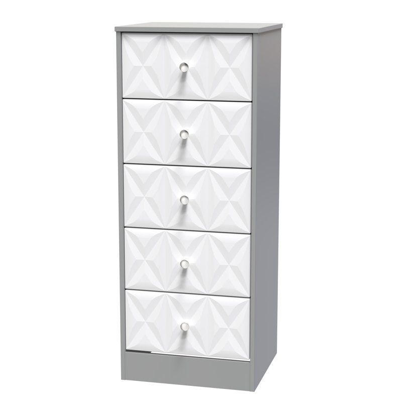 San Jose Bedside Table, White Matt/Dusk Grey