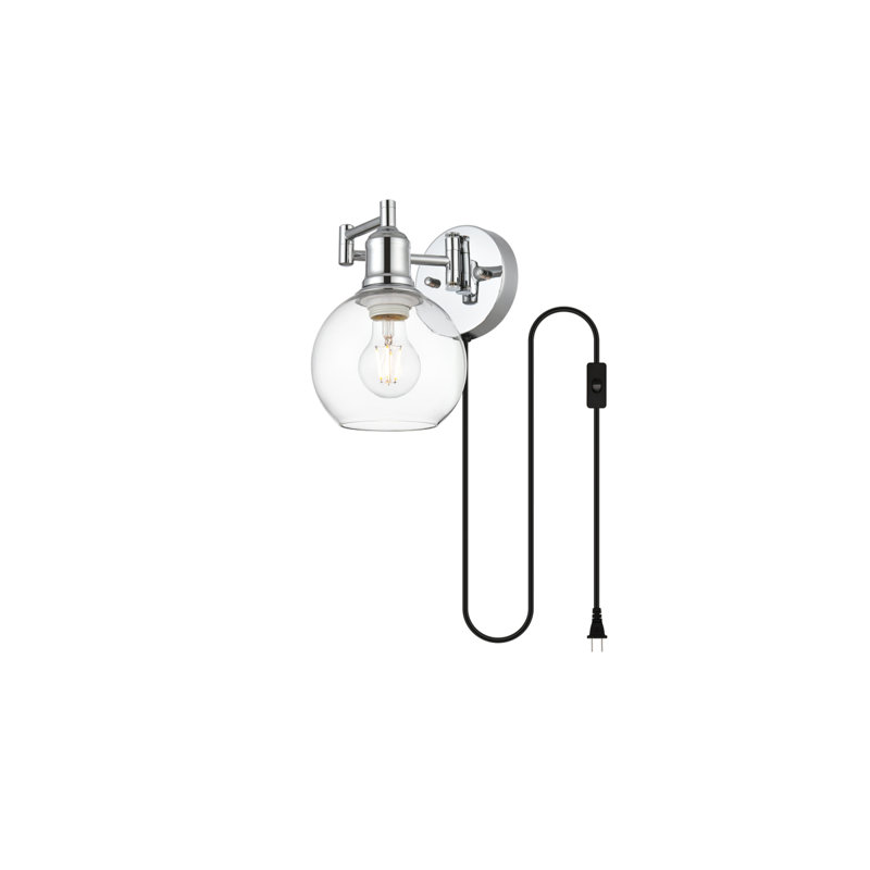 Kalvo Glass Swing Arm Sconce, Chrome