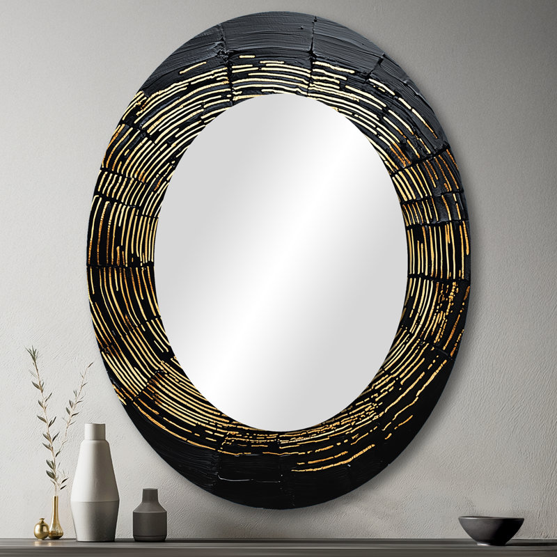 Miroir mural ovale doré en bois foncé Roots Of Serenity VI, 43 po x 33 po