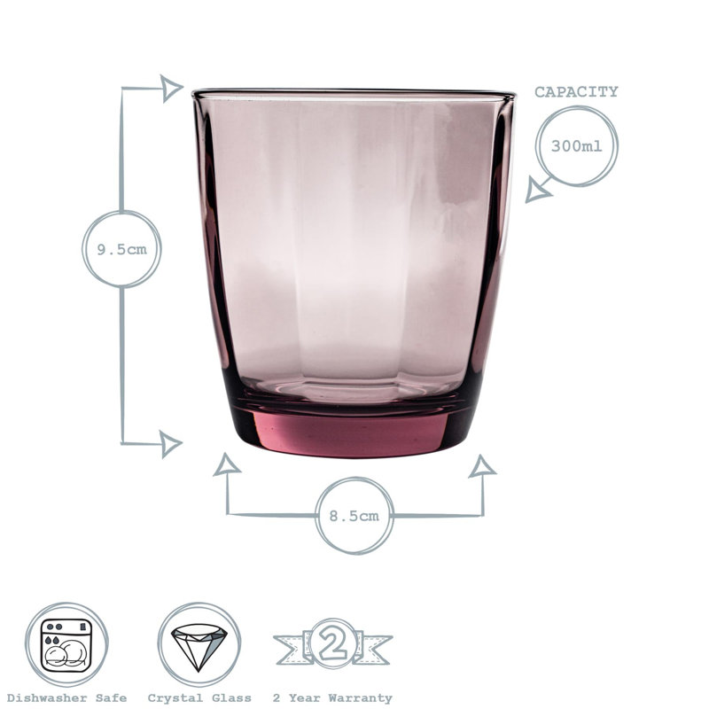 Pulsar Water Glasses - 300ml, Pink, 24