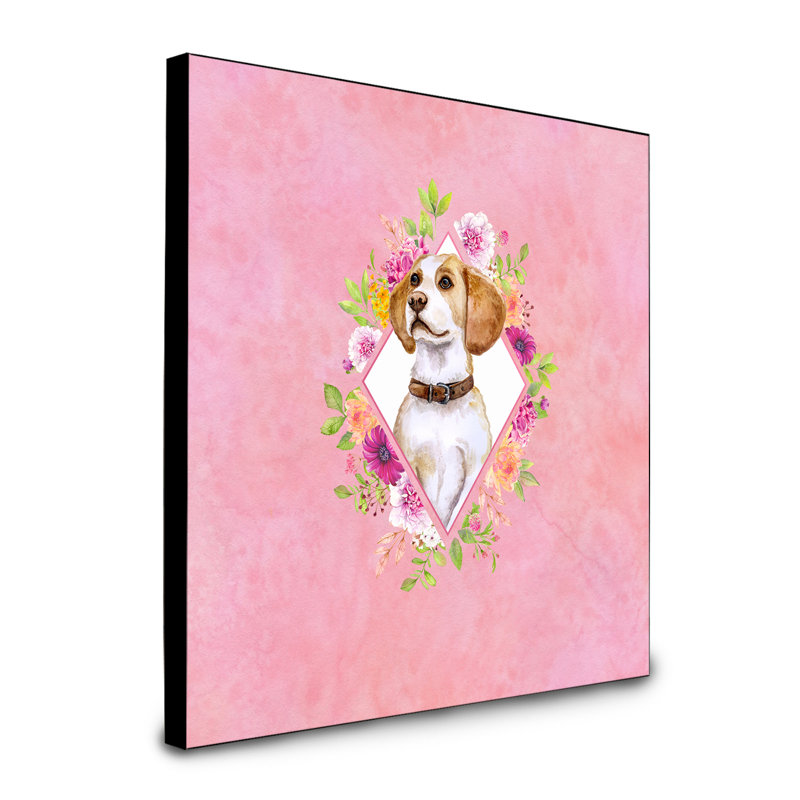 Panneau mural Dollman Flowers, Rose, Brun clair beagle