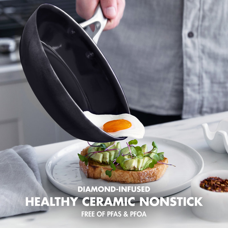 GreenPan Omega Healthy Ceramic Nonstick 2pc Fry Pan Set, 9.5" & 11"