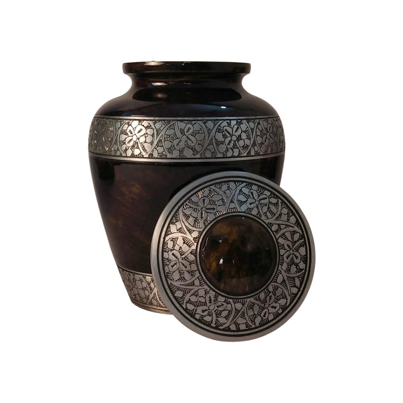 Rhyanna Handmade Leaves & Flowers Intricate Vine Large Cremation Urn, Brown
