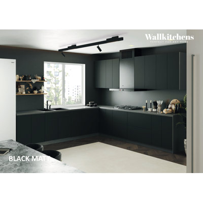 WALLKITCHENS  130 W x 130 D x 96 H Medium Density Fiberboard (MDF) Modern Full Kitchen in Black Gloss 