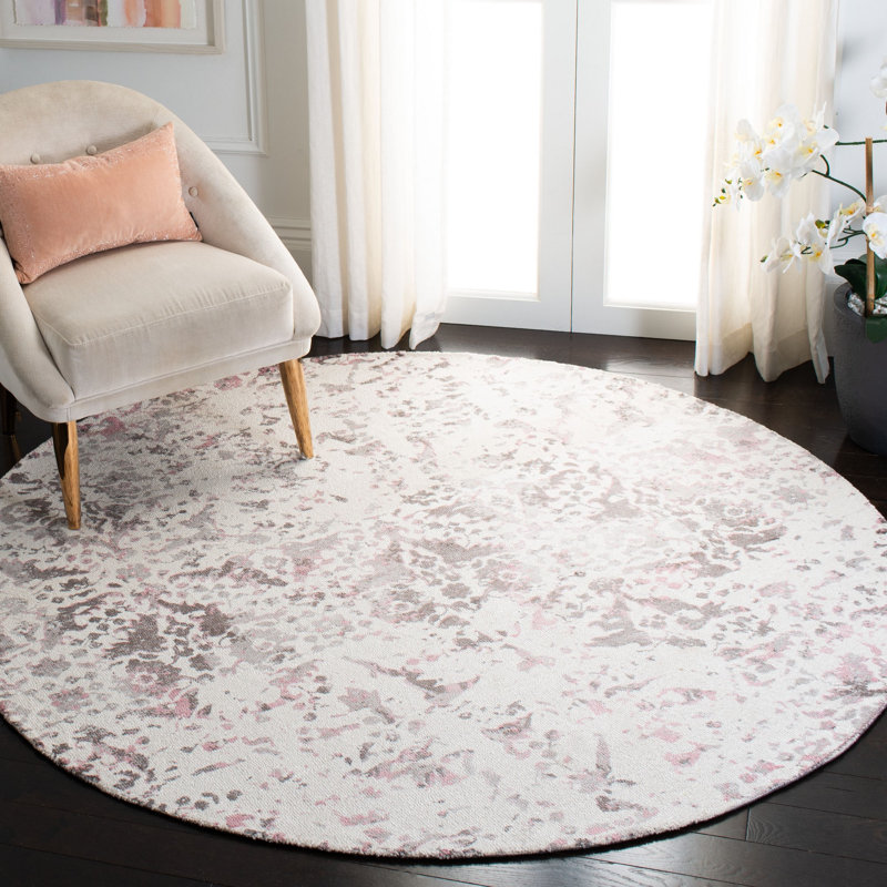 Stahlman Hand Tufted Viscose Geometric Rug, Round 6'