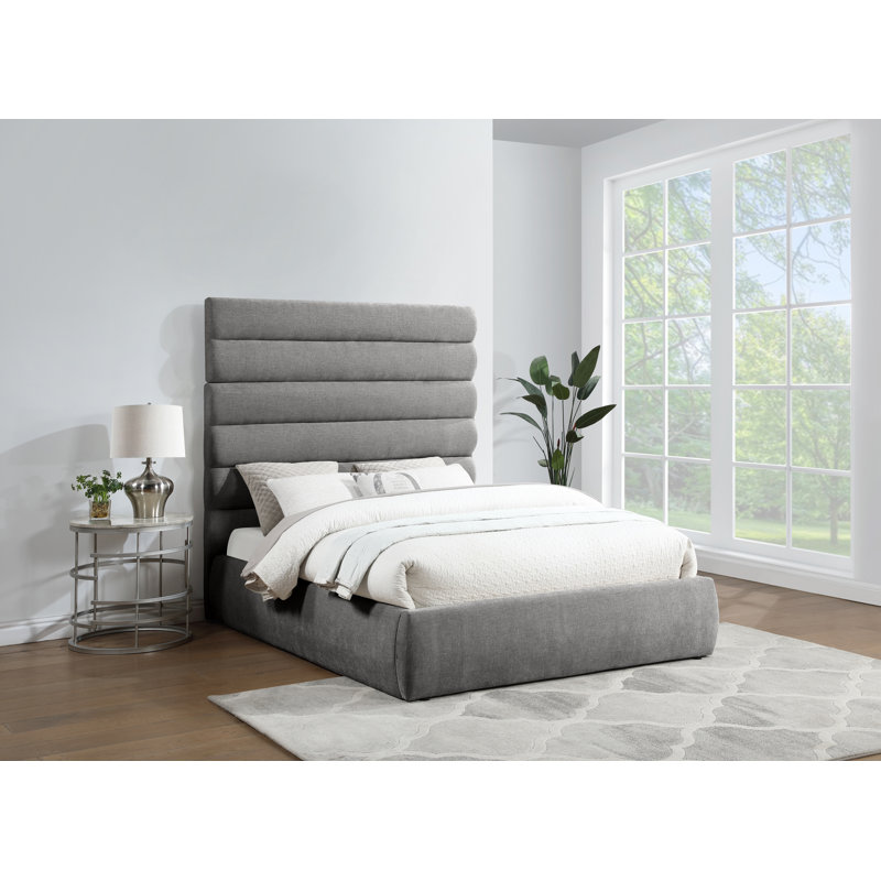 Lit en tissu Adam Chenille, Grand, Tissu chenille gris