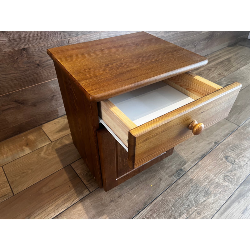 Nodax Bedside Cabinet Table For Bedroom - Elegant Stylish 2-Drawer Wooden Nightstand Table (B2), Alder