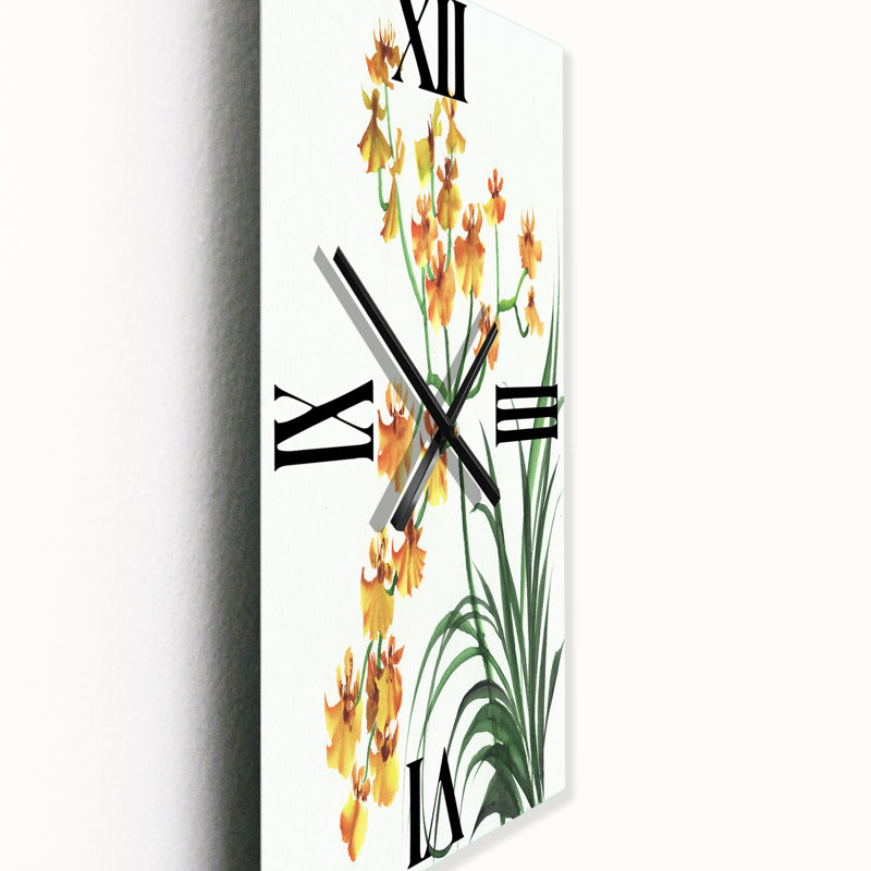 Orchidées jaunes VIntage - Horloge murale traditionnelle, Petit