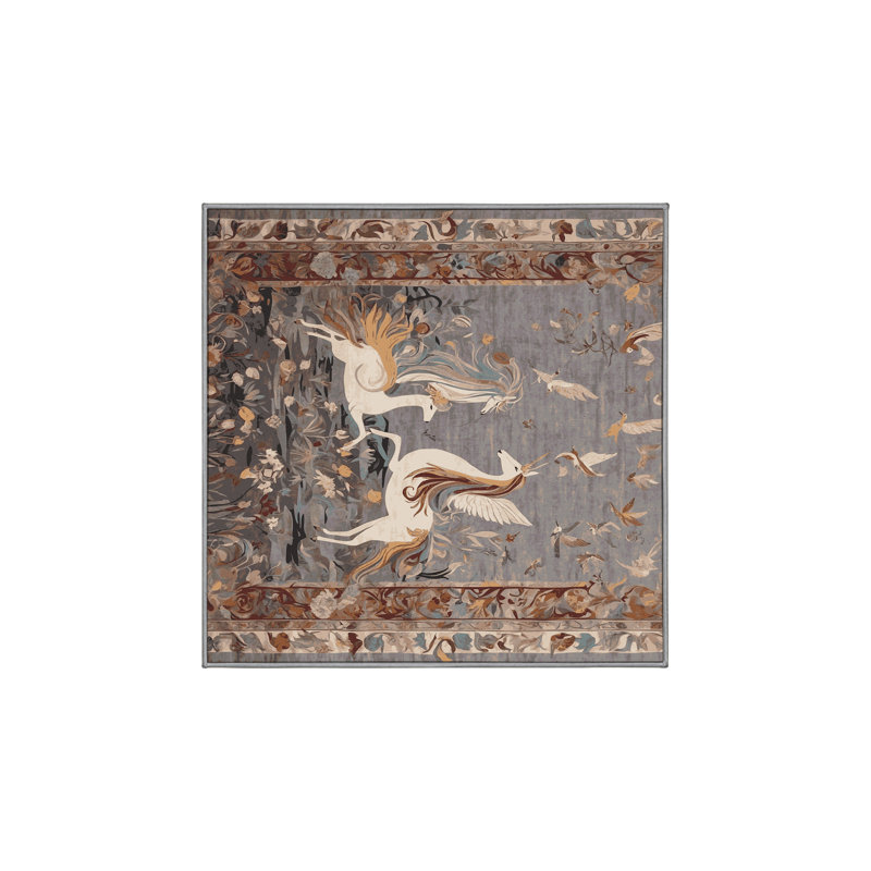 Tapis gris lavable à la machine, Carré 7 pi