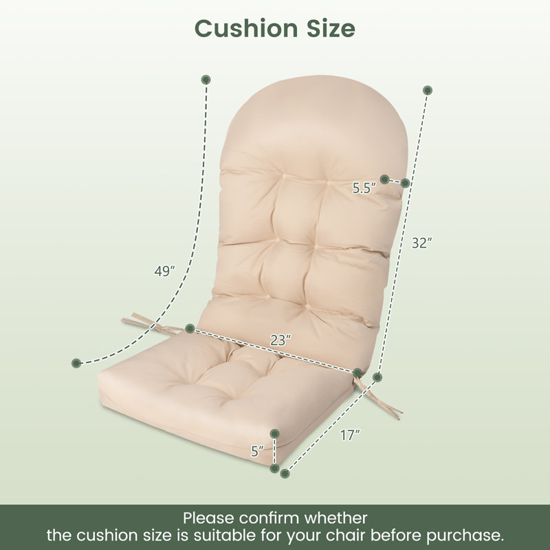 Outdoor 5'' Adirondack Chair,Lounge Chair Seat / Back Cushion, Beige