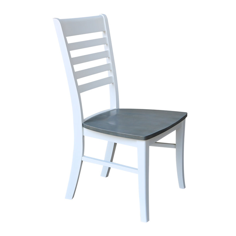 Sardinia Solid Wood Ladder Back Side Chair, White/Heather Gray