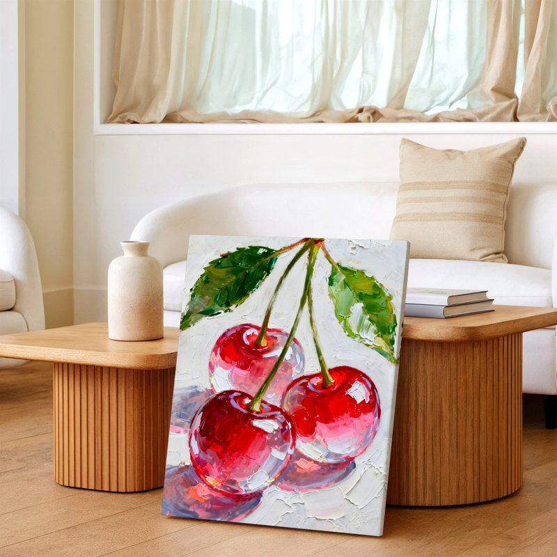 Red Cherries, peinture à l'huile sur toile, nature morte, fruits, décoration de cuisine, art mural, décoration de maison, cuisine, salle à manger et coin repas, décoration murale