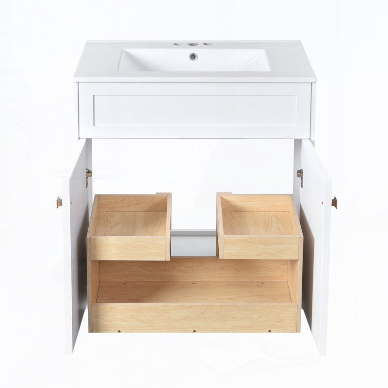 Meuble-lavabo 30 po avec lavabo en céramique, Blanc
