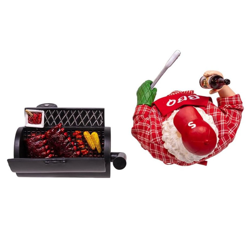  Fabriche Christmas Figurine, Santa with Barbecue Grill, 10.75in (Set of 2)