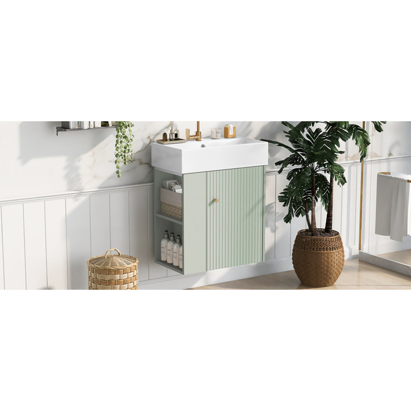 Modern Floating Bathroom Vanity with Ceramic Basin
