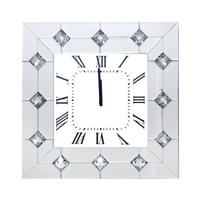 Wall CLock, Mirrored & Faux Rhinestones