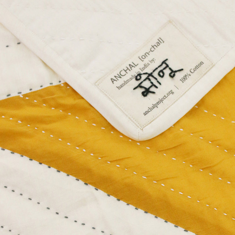 Quilted Throw Blanket, Mustard