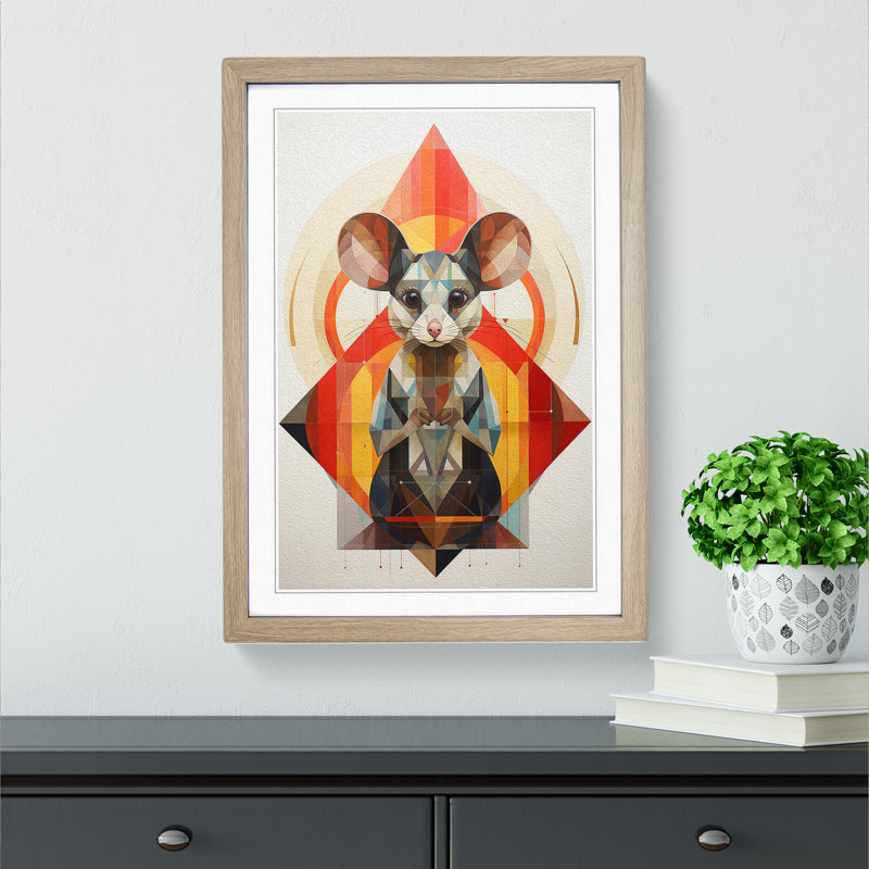 Mouse Geometric No.2 - Framed Print, Oak, 64cm H x 46cm W x 2cm D