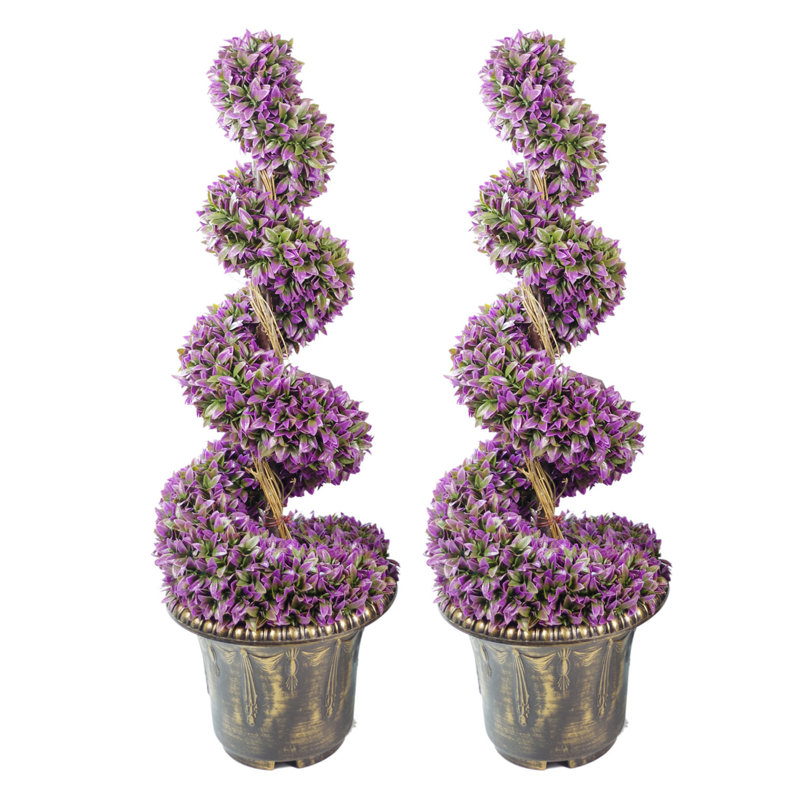 Faux Topiary in Planter, 90cm H x 35cm W x  35cm D, Purple
