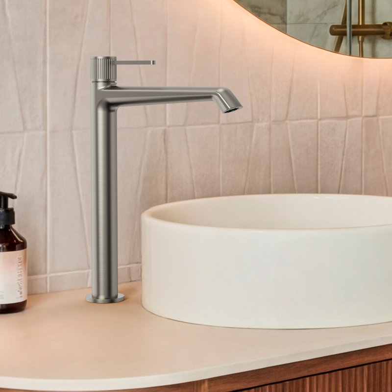 Robinet de salle de bain à un trou avec ensemble de drain, robinet de lavabo de salle de bain à poignée simple, Nickel brossé
