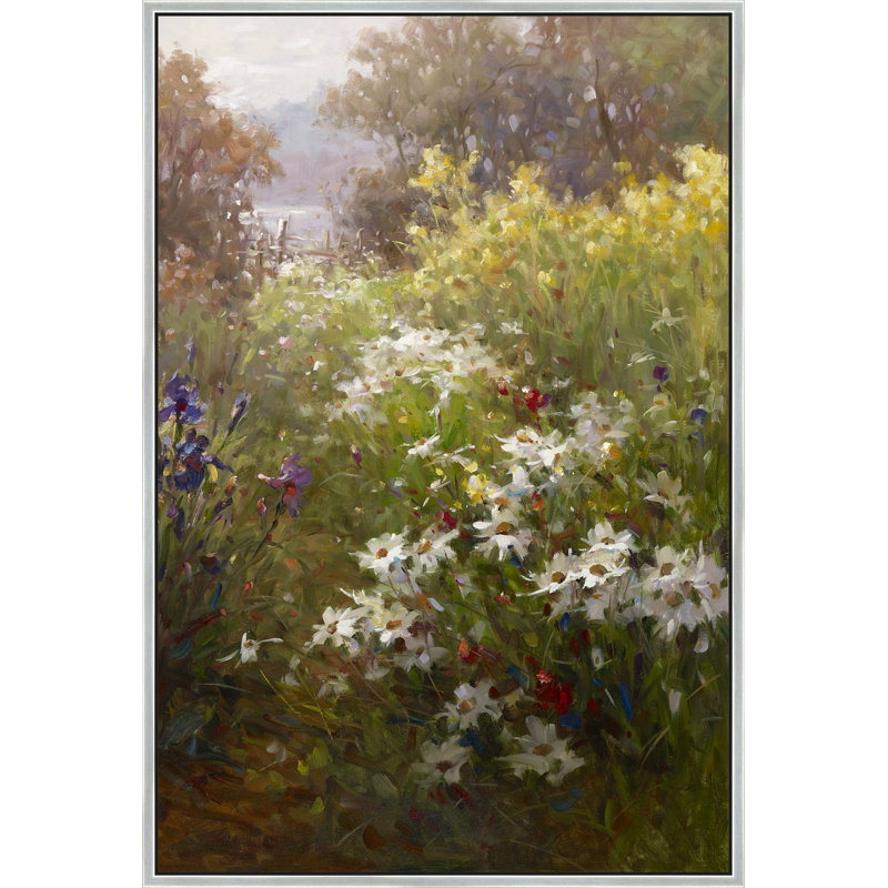 Daisy Edge Print, Silver, 74" H x 50" W