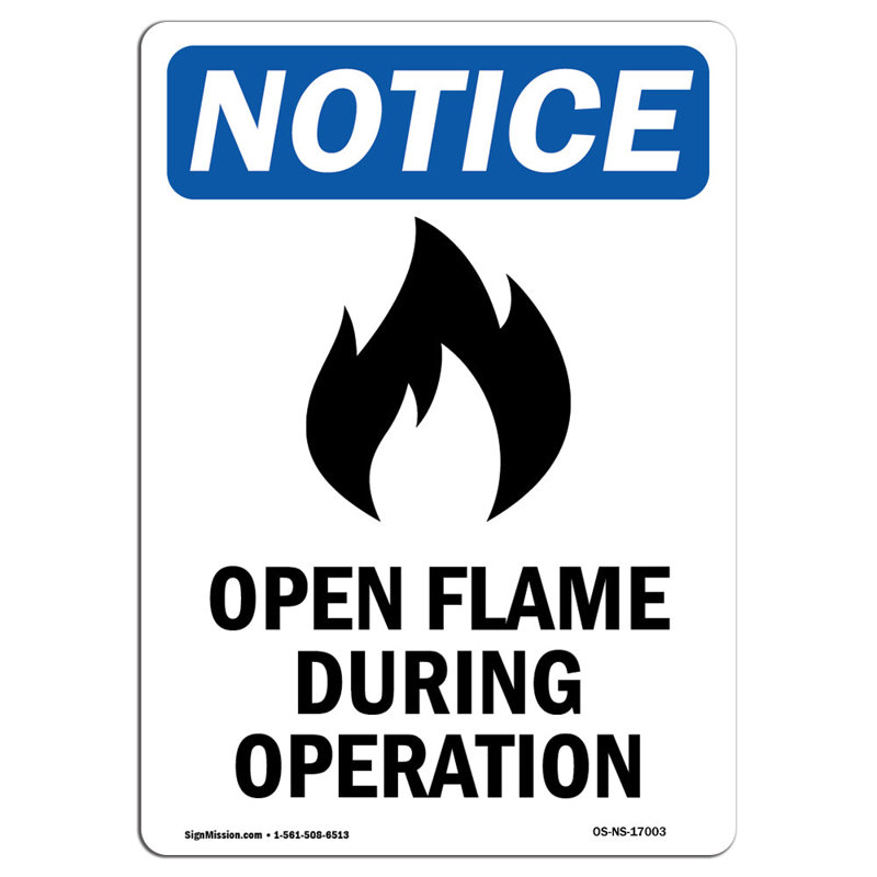 Open Flame During Operation Sign