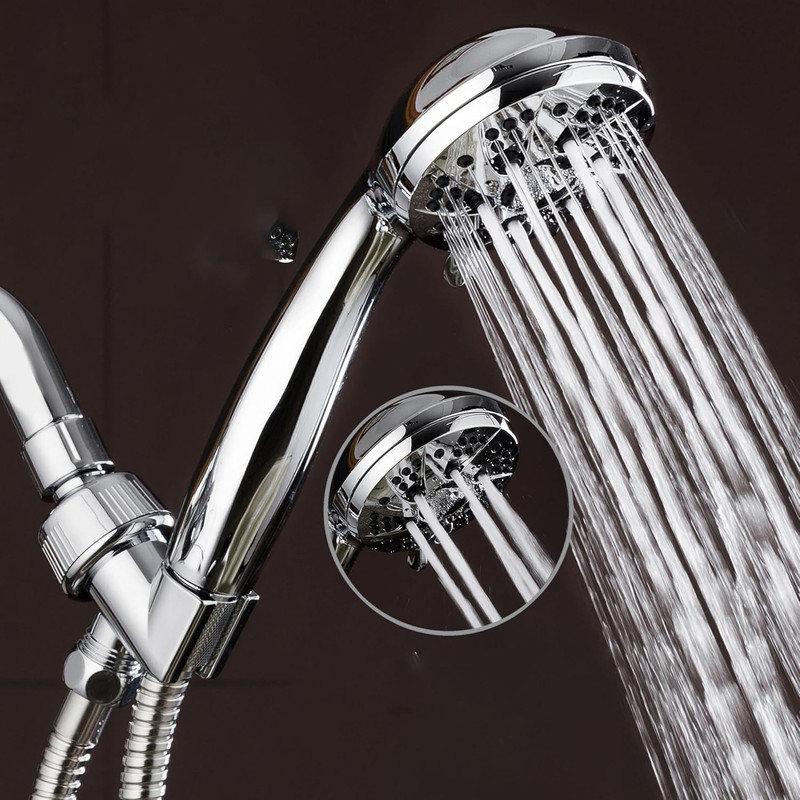 Chrome 6-Setting Handheld Shower Head with Hose
