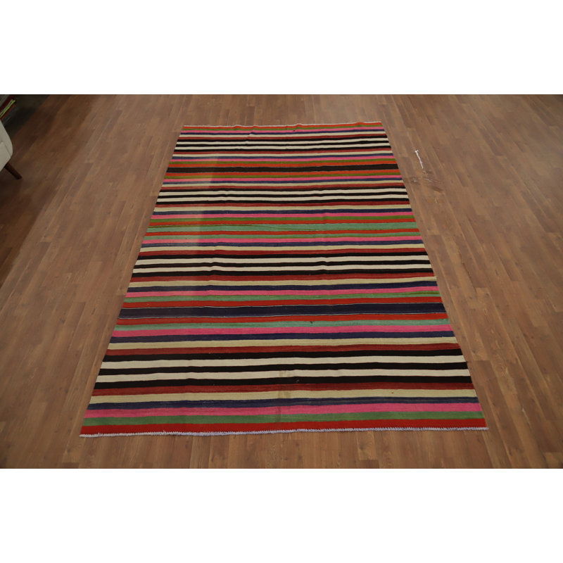 Tapis rayé en laine 6 x 10