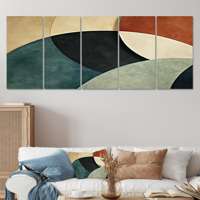 «Abstract Echoes Swirls I - Abstract Collages», toile d'art 5 pièces