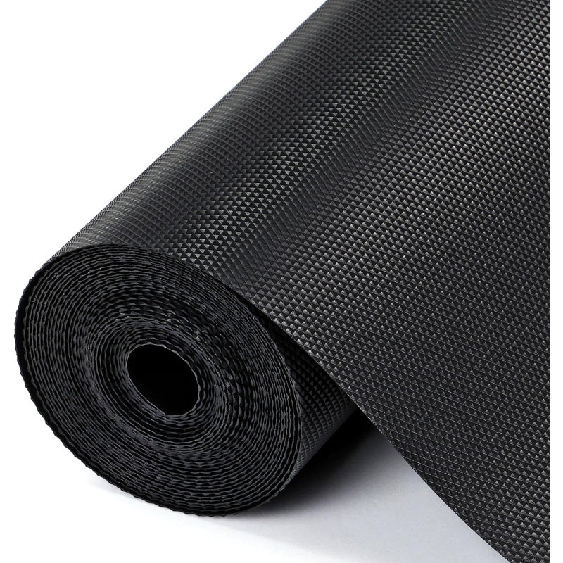 Non Adhesive Drawer & Shelf Liner Roll EVA Waterproof Non Slip Cabinet Mat, Food Safe Fridge Liner Black Cut To Fit Cupboards Pantries 44.5Cm X 500Cm