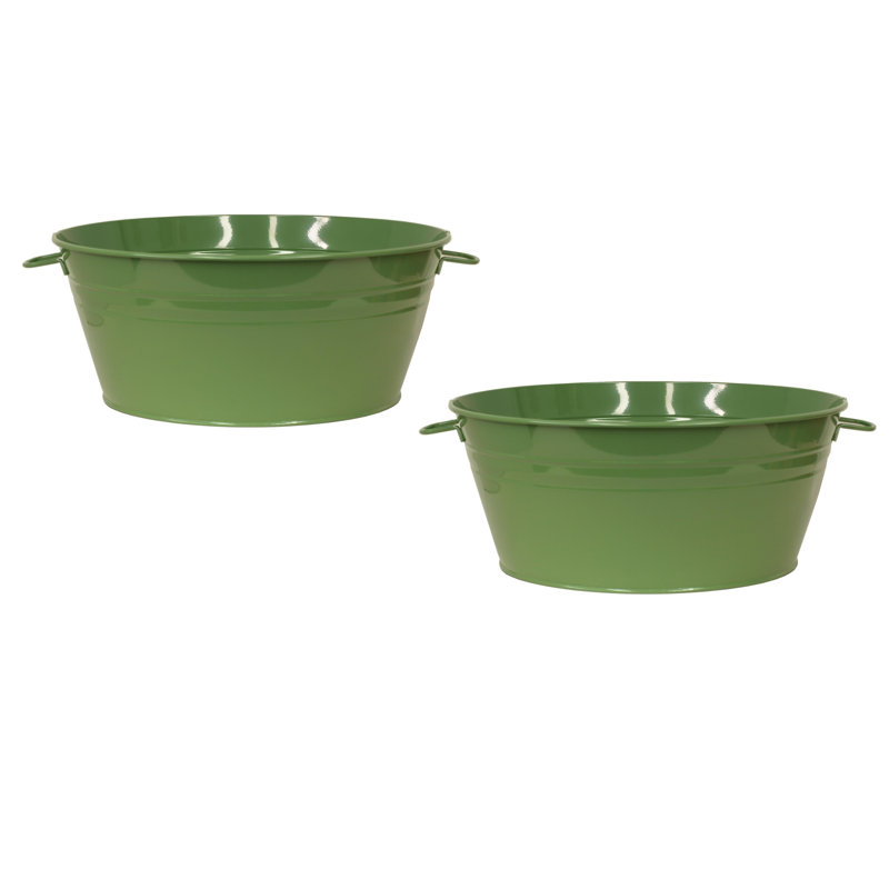 Rozario Metal Pot Planter, Sage, 8" H x 19.5" W x 19.5" D