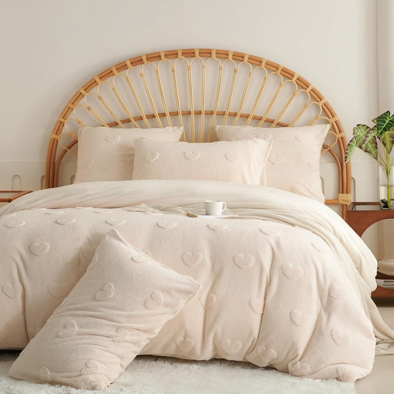 W-NNRJHAX-BG Microfiber Duvet Cover Set, King Duvet Cover + 2 Standard Pillowcases