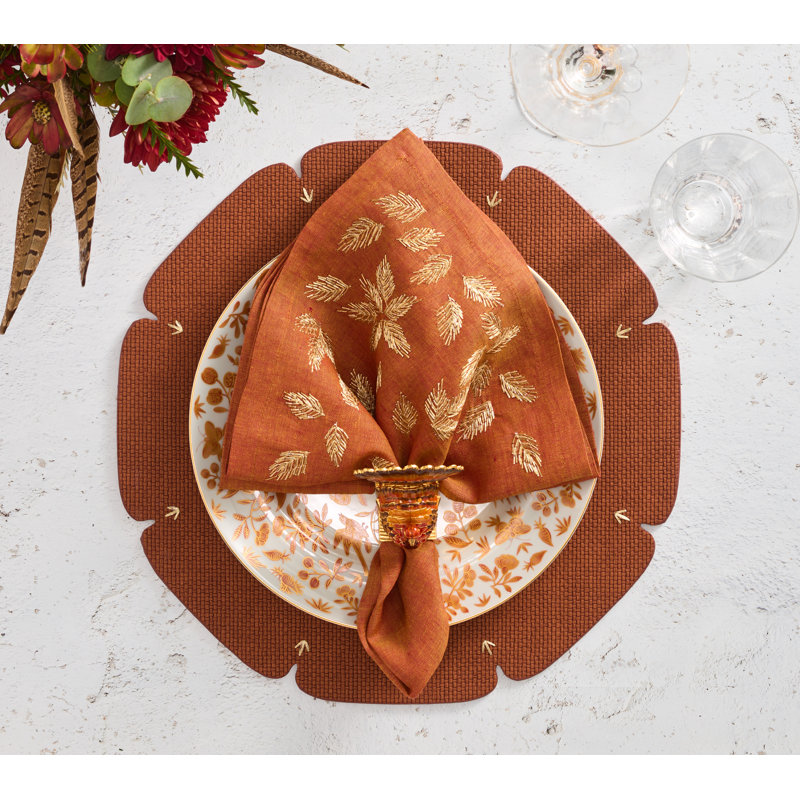 Gilded Breeze Napkin, Rust/Gold
