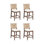 Tabouret de bar rembourré Seagrass avec structure en bois massif, paquet de 4