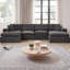 Canapé modulaire en U modulaire avec 2 repose-pieds, ensemble de canapés en chenille moderne, canapé à assise profonde librement combinable pour le mobilier de salon, d'appartement et de bureau-611218674