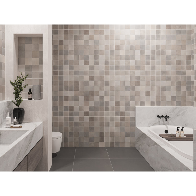 Celine 4" x 4" Porcelain Mosaic Sheet Wall & Floor Tile, White