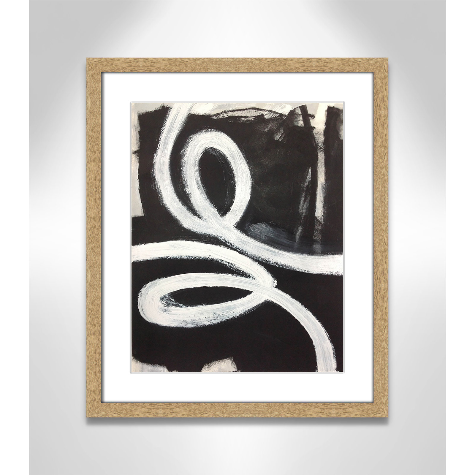 Bronte "Swirly Swirls I" Print, 19" H x 16" W x 2" D, Natural Woodgrain Box Framed, No