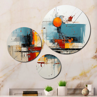 Ensemble de 3 décorations murales orange et orange