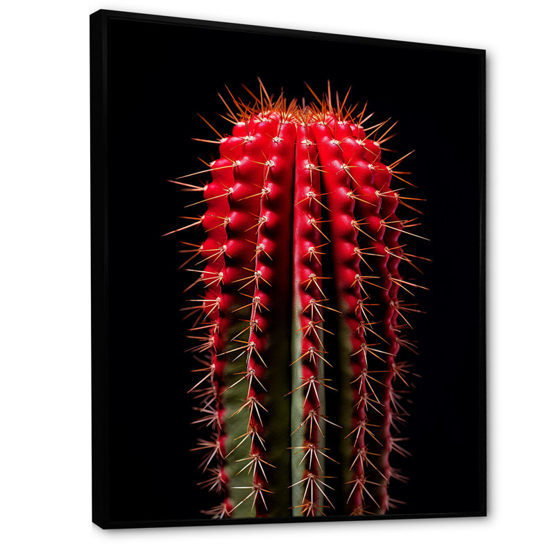 Cactus monolithe marron rouge et noir - décoration murale cactus, Cadre flottant noir, H 20 po x l 12 po x P 1 po