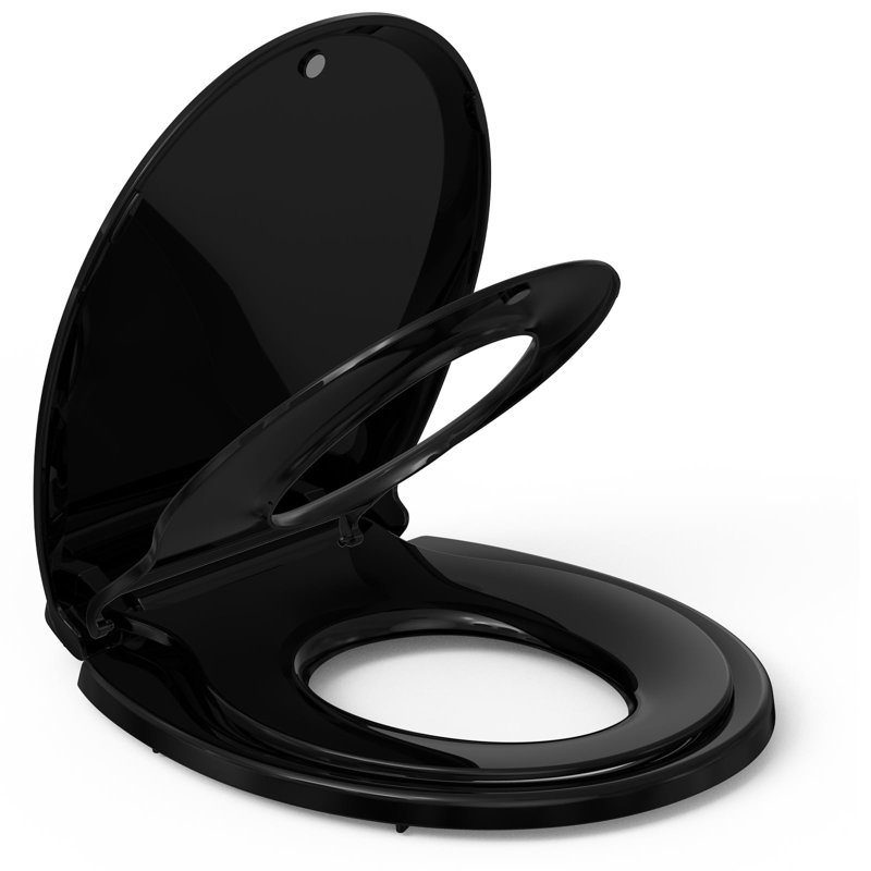 Toilet Seat With Toddler Seat Built In, Round Toilet Seat For Potty Training, Fits Both Adults And Children(Round), Black